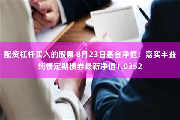 配资杠杆买入的股票 8月23日基金净值：嘉实丰益纯债定期债券最新净值1.0352