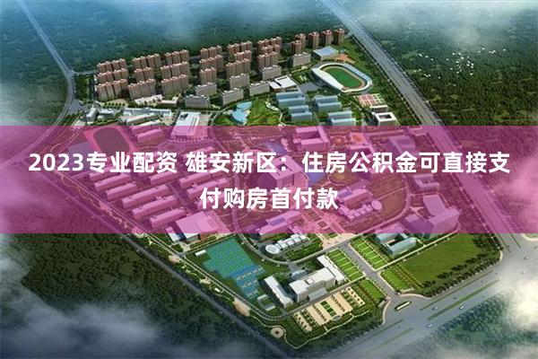 2023专业配资 雄安新区：住房公积金可直接支付购房首付款