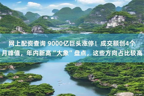 网上配资查询 9000亿巨头涨停！成交额创4个月峰值，年内新高“大象”盘点，这些方向占比较高
